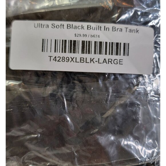 White Birch Built in Bra Tank Women L Ultra Soft Black Sleeveless Scoop Neck New - Picture 7 of 8